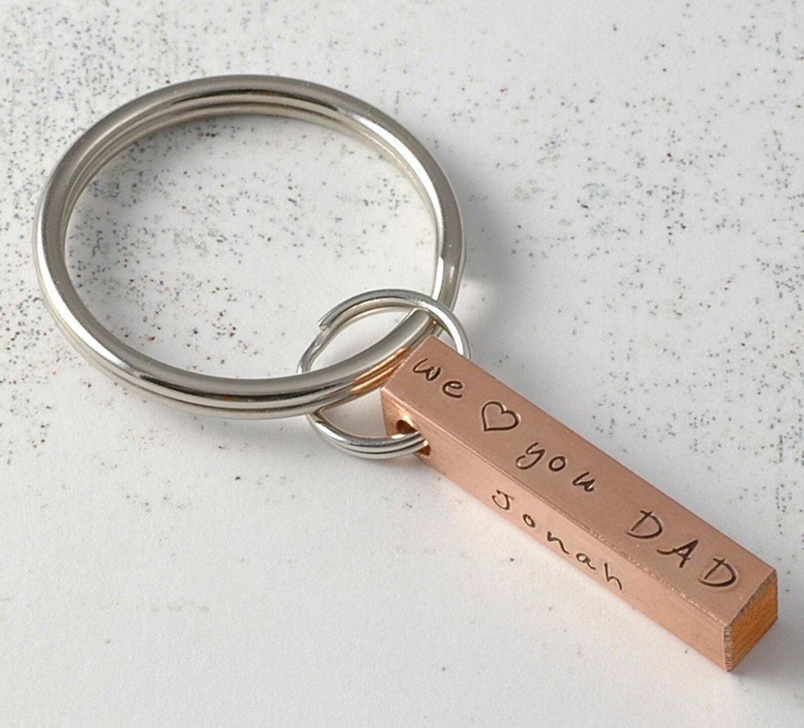 Personalized Key Chain Copper 4 Sided Bar Dad Mom Uncle Etsy