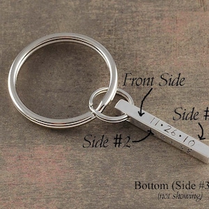 Personalized key chain 4-sided bar for Dad, Mom, Groom, Godfather, Boyfriend, Fiance names or words you pick it image 3