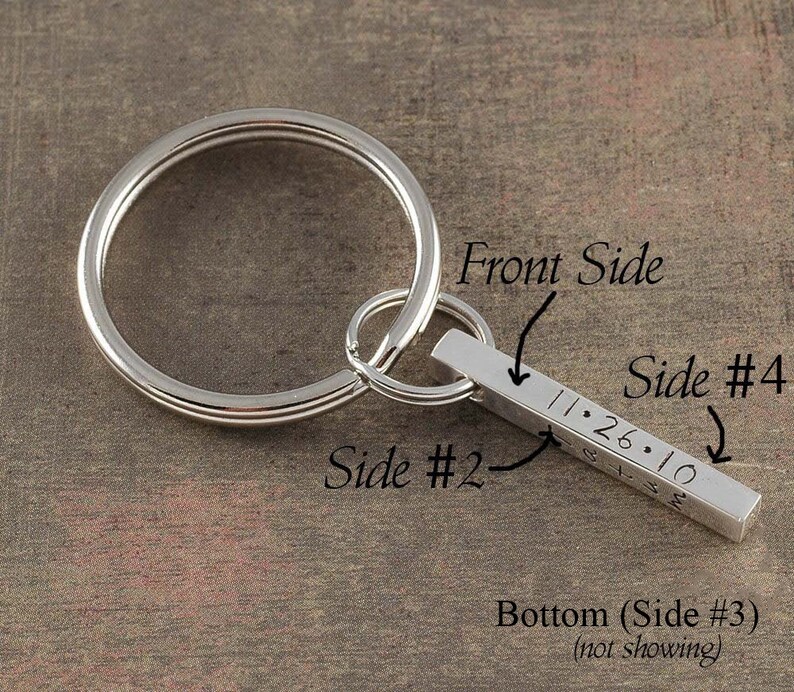 Personalized key chain 4-sided bar for Dad, Mom, Groom, Godfather, Boyfriend, Fiance names or words you pick it image 3