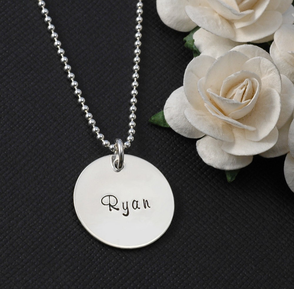 Single Sterling Silver Name Necklace 3/4 Disc Etsy