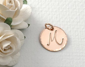 Rose Gold Filled round disc - add a charm - 1/2" or 5/8" or 3/4" or 1"