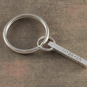 Personalized key chain 4-sided bar for Dad, Mom, Groom, Godfather, Boyfriend, Fiance names or words you pick it image 2