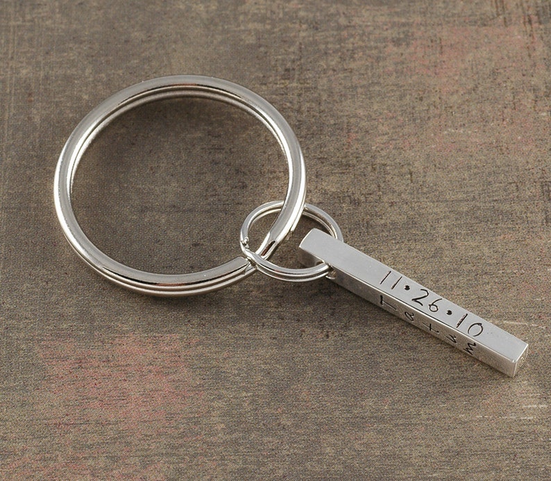 Personalized key chain 4-sided bar for Dad, Mom, Groom, Godfather, Boyfriend, Fiance names or words you pick it image 2