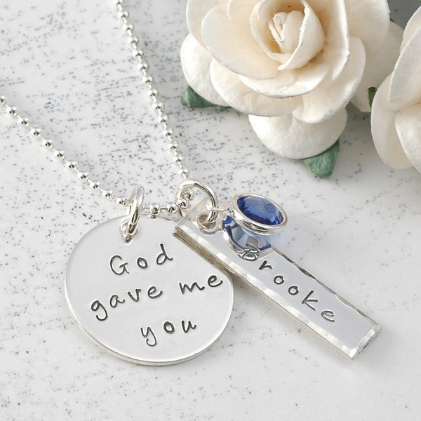 Personalized Necklace - hand stamped jewelry - Name - date - Perfect gift for mom