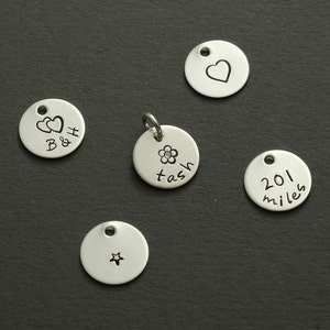 Add a Charm - 1/2" tiny sterling silver round disc - half inch