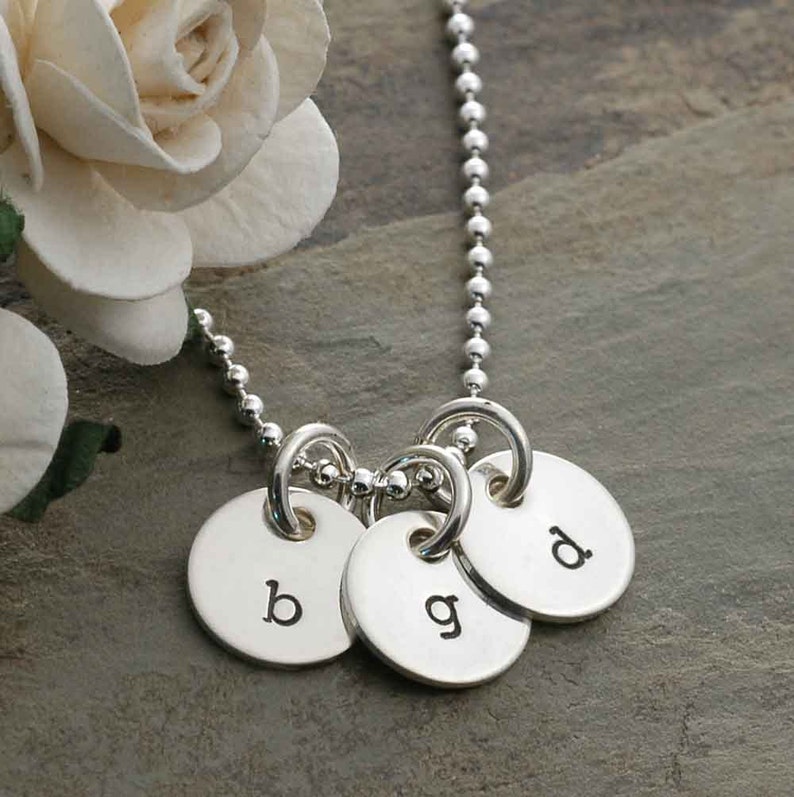 Hand Stamped Jewelry Three Tiny Personalized Discs - Etsy