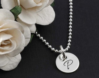 Mommy Jewelry - One single tiny Personalized disc - 3/8" - Initial Necklace