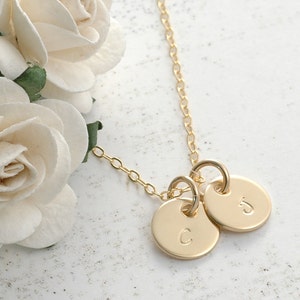 Initial Necklace - Gold Initial Necklace - Personalized Necklace  - Monogram gift -  3/8&quot; GF charms