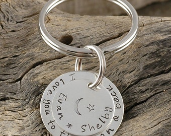 I love you to the moon and back  Personalized custom Key Chain