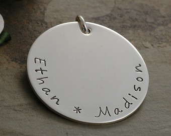 Add a Charm - 1 inch sterling silver round disc - Your own words or names