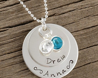 Mommy jewelry, Personalized custom Jewelry - Hand stamped Necklace- Mother's Necklace - engraved for mom