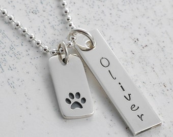 I love my pet - personalized, hand stamped necklace
