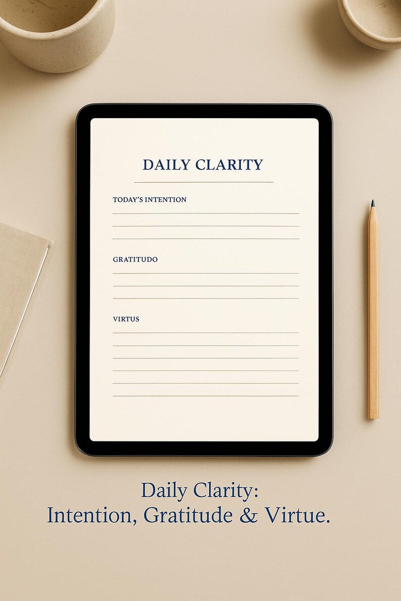 Stoic Reflection Mental Clarity Planner Mindset Gratitude Habit Tracker Digital Printable ...