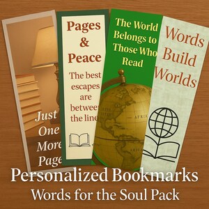 Personalized Bookmark Pack | Custom Name Bookmarks | Reading Quote Digital Download | Gift for Book Lovers