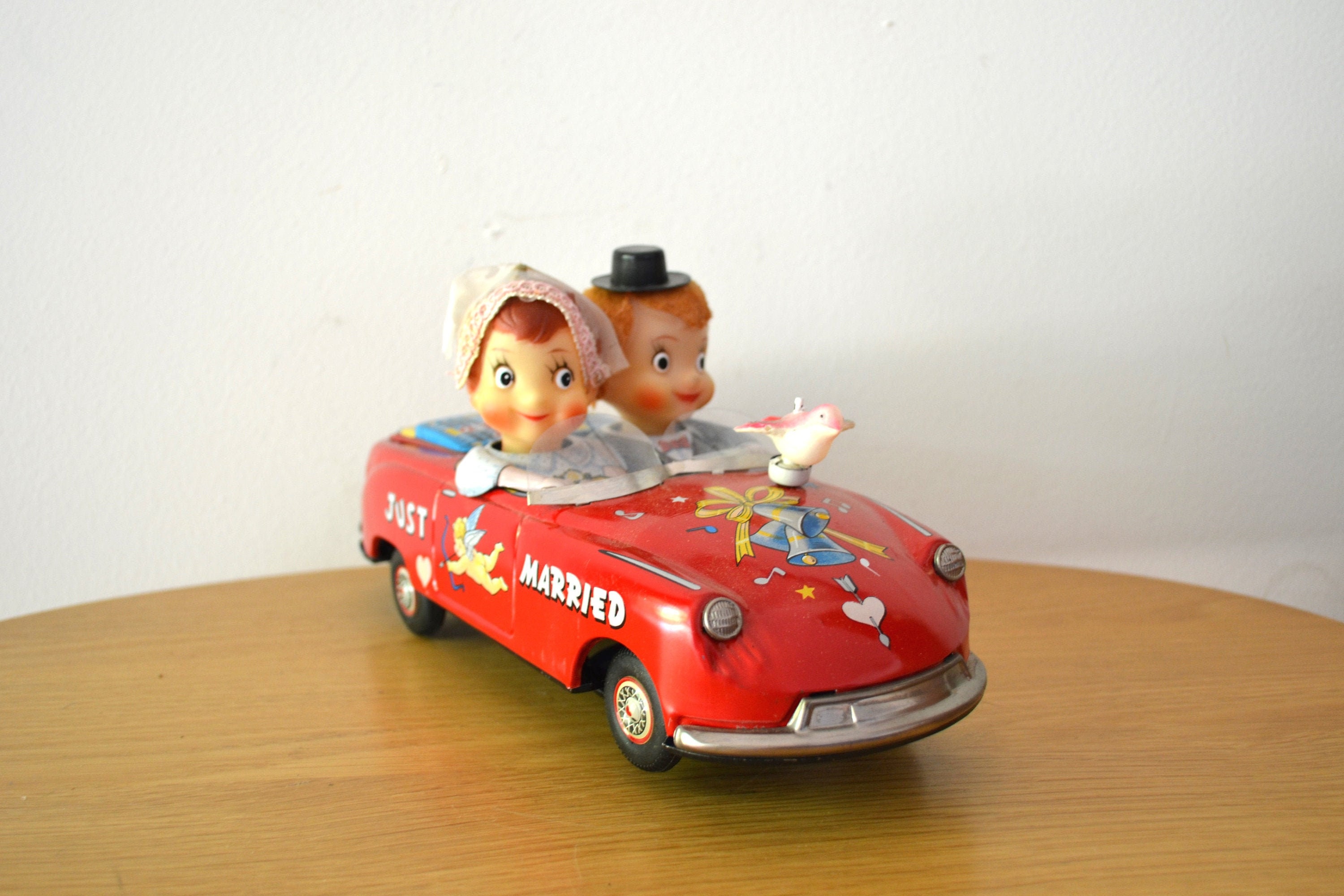 Vintage 1950 Just Married Tin Lithograph Toy Car Made In Japan Etsy