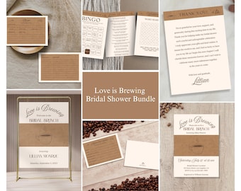 Love is Brewing Bridal Shower Bundle, Coffee Brunch, Editable Games (Instant Download)