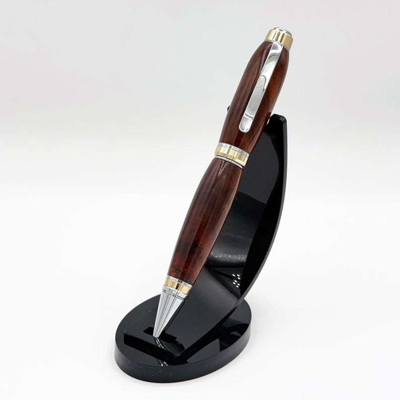 Walnut Cigar Pen — figured black walnut with gold and chrome hardware
