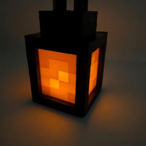 Minecraft-Inspired Lantern Replica | 3D Printed Pixel Light | 5”x3”x3” inches | Gamer Room Decor | LED Night Light