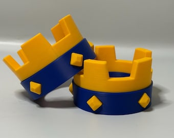 3D Printed Crown Inspired by Clash Royale – Blue & Gold Display Piece / Gamer Gift | 3.5in x 3.5in x 2.5in
