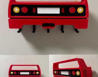 Llavero de pared con forma de la parte trasera de un superdeportivo italiano / Leyenda de las carreras de los 80 / Decoración de coche impresa en 3D