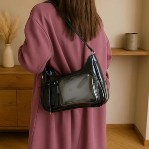 Transparante schoudertas voor over het lichaam – Stijlvolle doorzichtige tas met imitatieleer – Kawaii esthetische tas voor spelden, foto's en accessoires