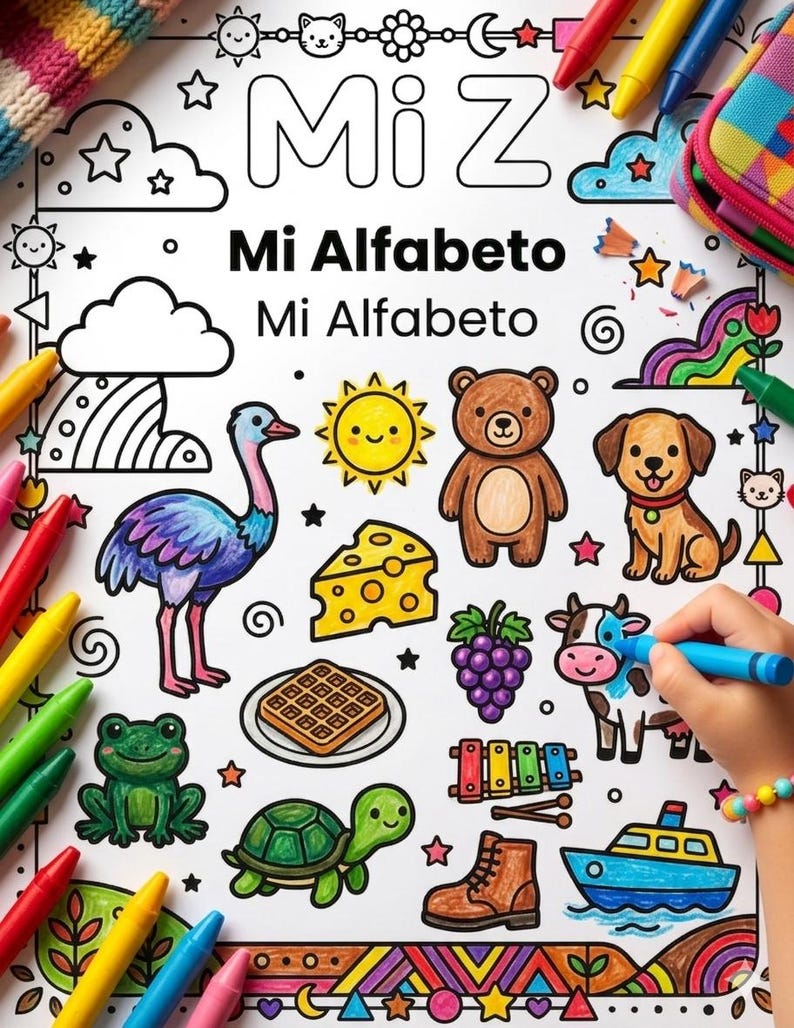 Spanish Alphabet Coloring Book for Kids – ABC Learning Printable (32 ...