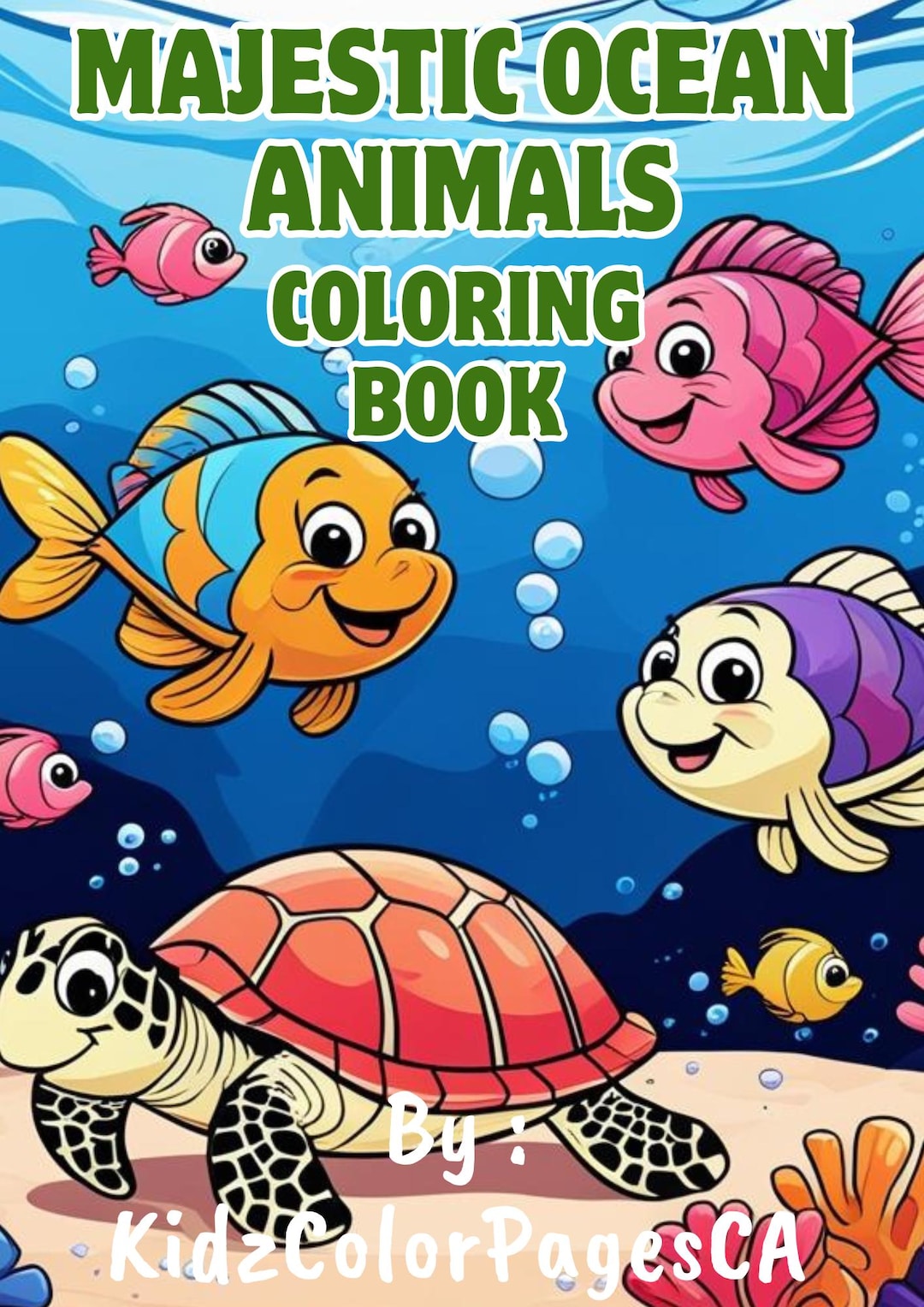 Printable Ocean Coloring Book for Kids, Marine Animals Beach Scenes