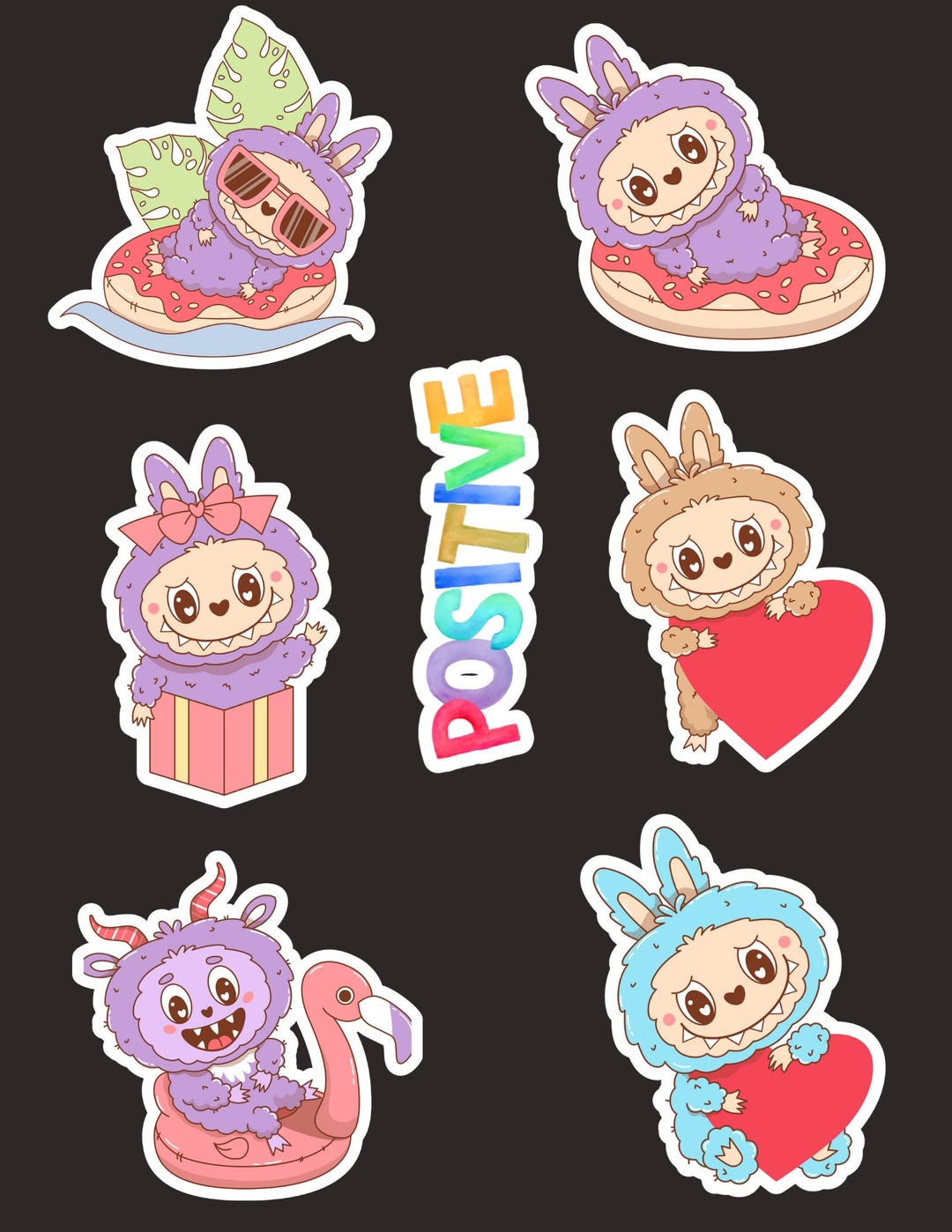 Cute Labubu Stickers, Kawaii Labubu Character Sticker Pack for Laptop ...