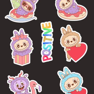 Cute Labubu Stickers, Kawaii Labubu Character Sticker Pack for Laptop, Journal, Scrapbooking and Gifts.