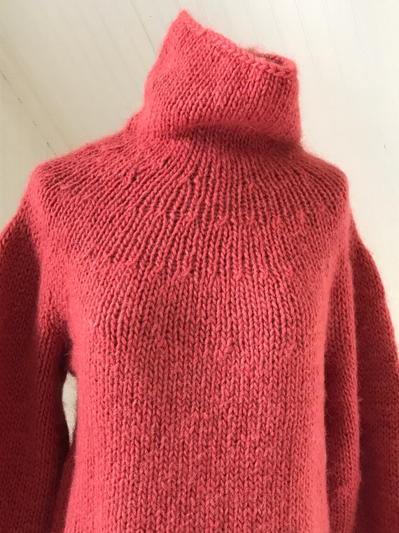 Very Chunky Vintage Hand Knit Coral Icelandic Woo… - image 3