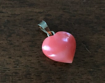 Vintage Natural Coral Puffy Heart Charm, 10KT gold