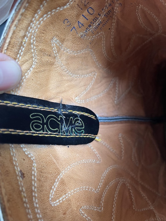 Vintage Acme Leather Intarsia Black Leather Cowbo… - image 6