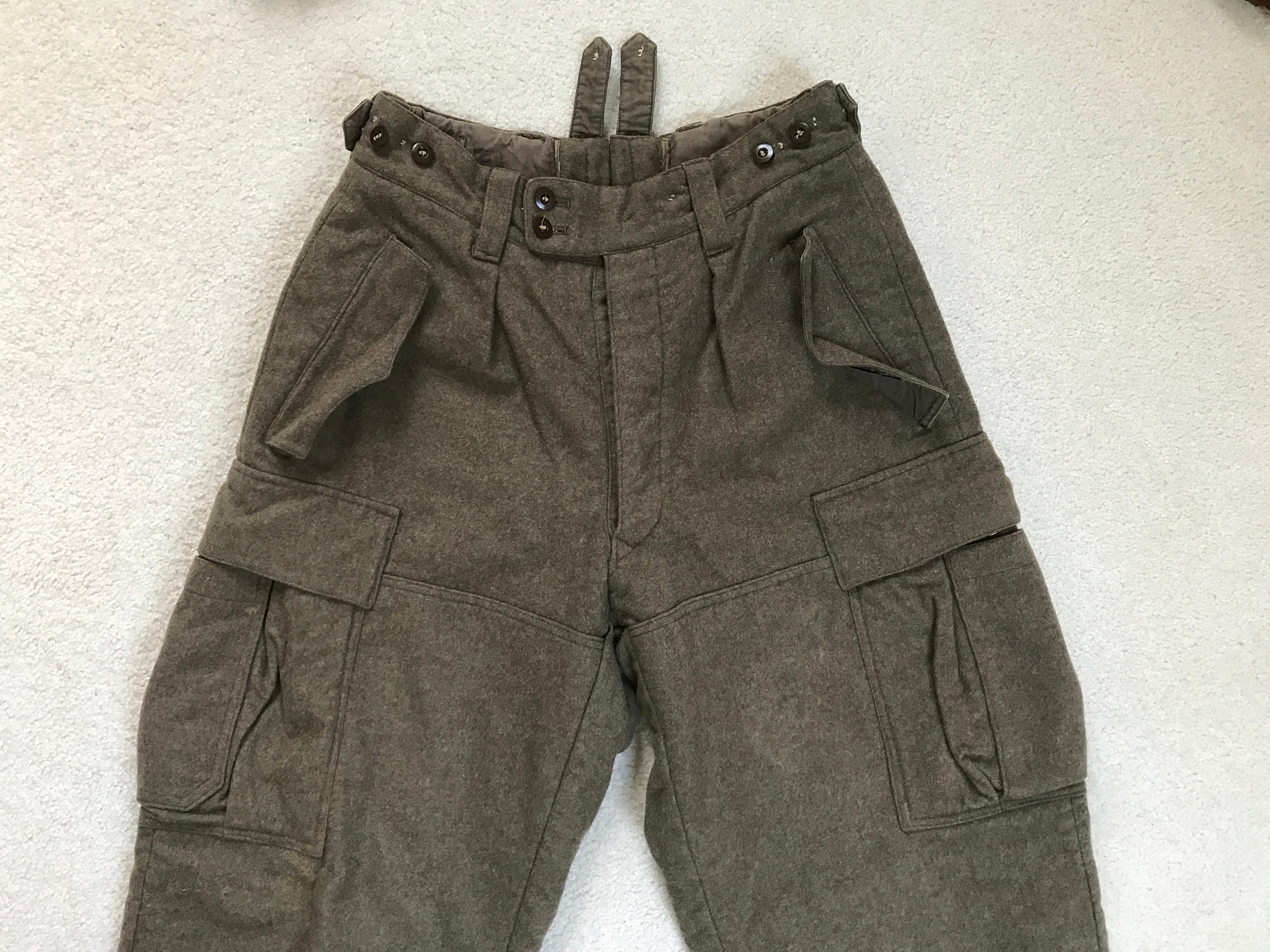 Vintage 1950s German High Rise Wool Cargo Pants 28