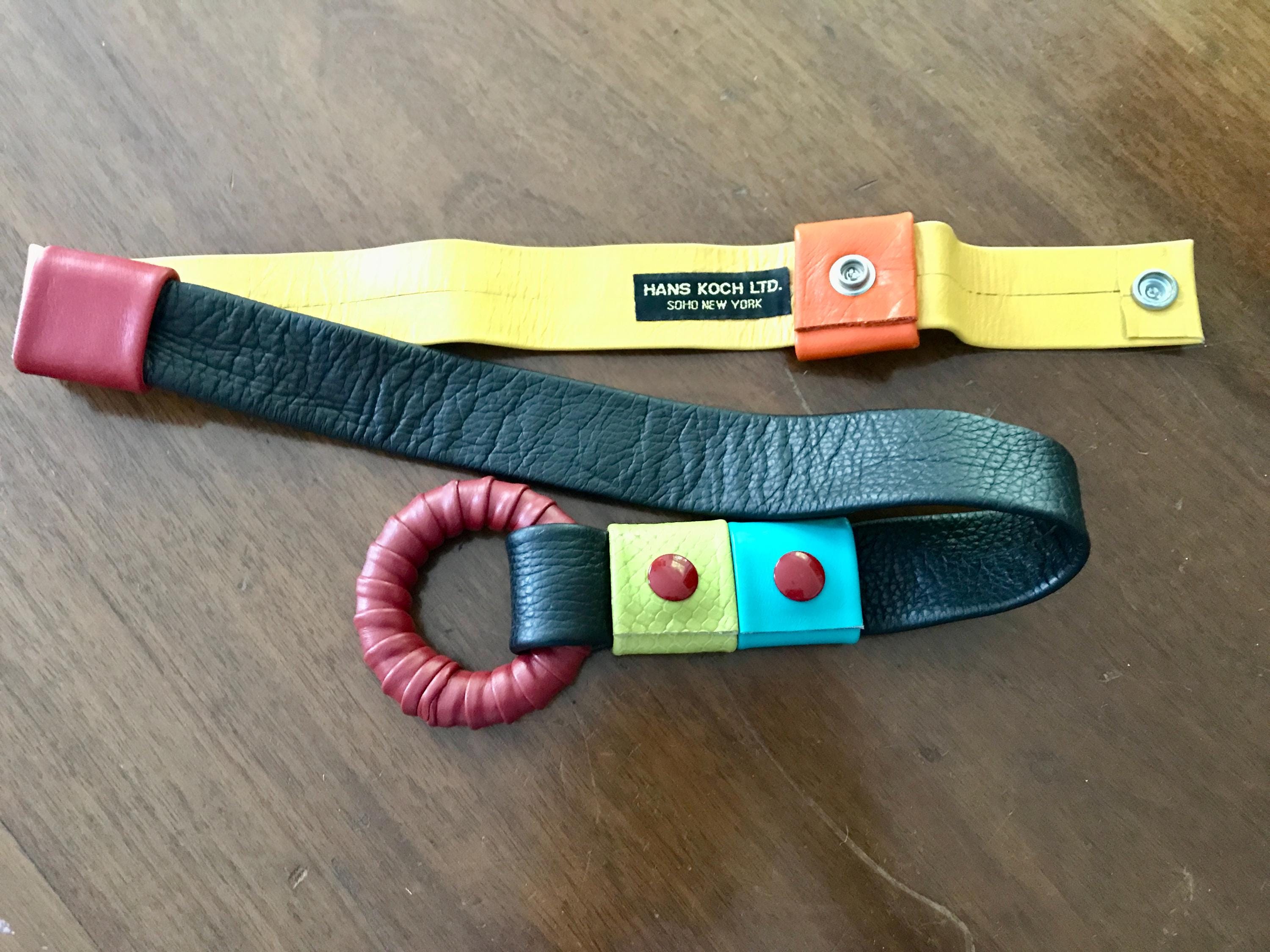 Vintage 1980s Hans Koch New York Memphis-style Leather Belt  display picture 1