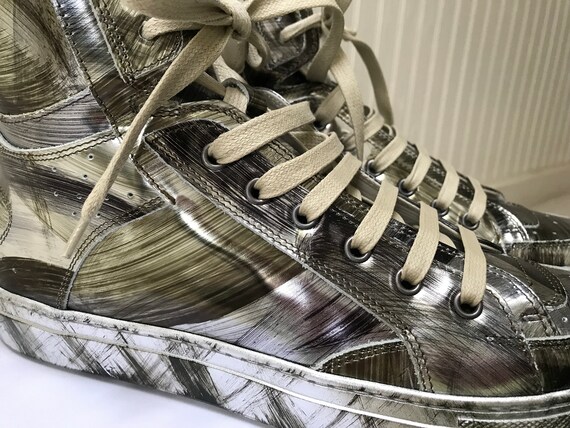 Martin Margiela MM6 Silver Brushstroke Sneakers, … - image 3