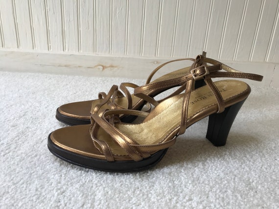 Taryn Rose Gold Strappy Slight Platform Heel Sandals 39/9 - Etsy