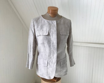 Chic Weekend Max Mara Linen Summer Jacket w/ Pockets, IT 42/US 6-8