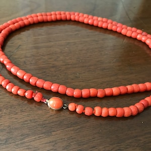 Antique Victorian Faceted Coral Necklace with a 15KT gold clasp