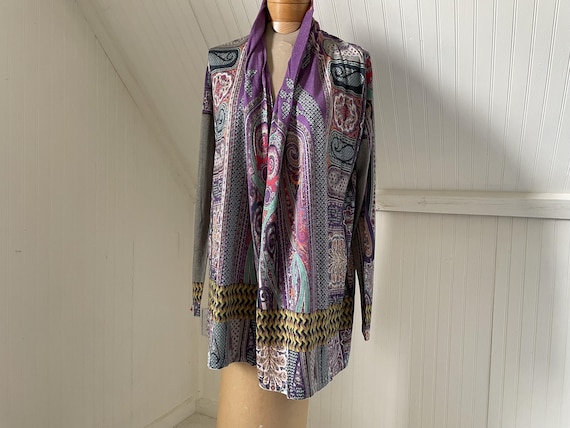 Etro, Vintage Etro Italy Cashmere and Silk Paisley Cardigan, IT 44/US 6-8