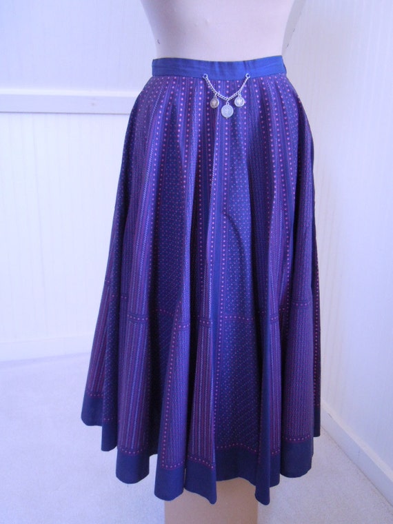 1950s German Rockabilly Full Circle Cotton Skirt … - image 2