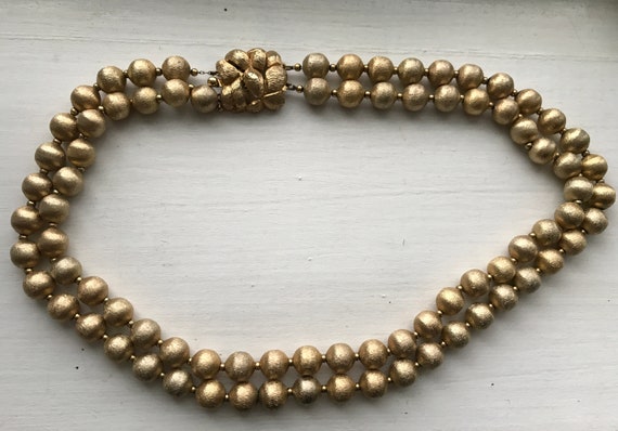 Vintage 1960s Florentine Finish Gold Metal Bead M… - image 1