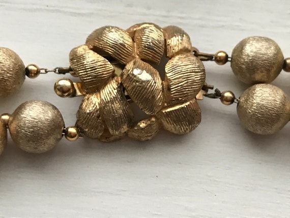 Vintage 1960s Florentine Finish Gold Metal Bead M… - image 3