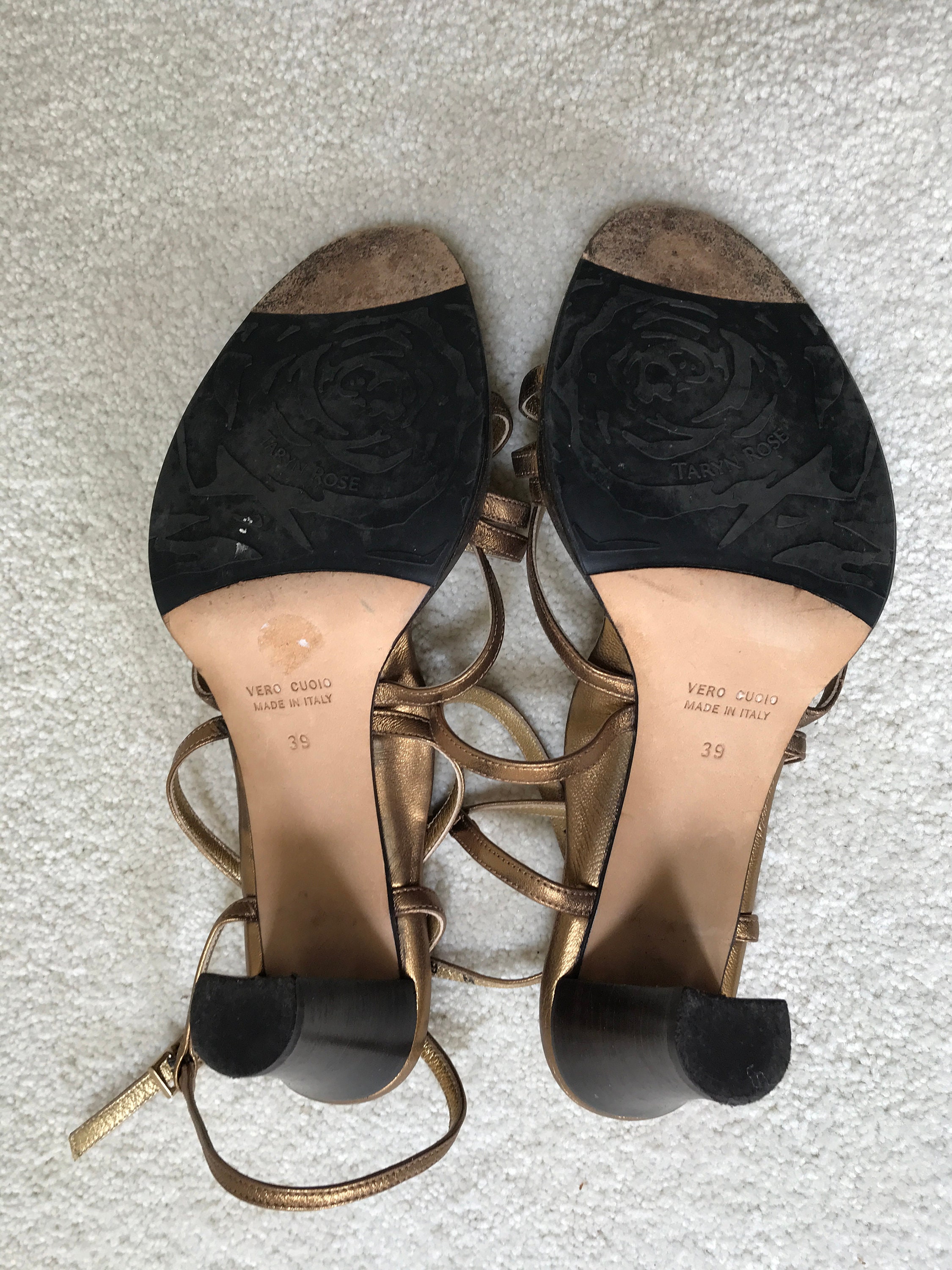 Taryn Rose Gold Strappy Slight Platform Heel Sandals 39/9 - Etsy