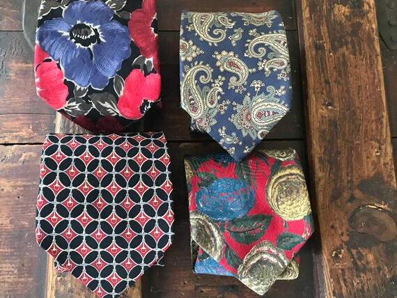 Set of 4 Vintage French Designer Silk Ties, Ungar… - image 1