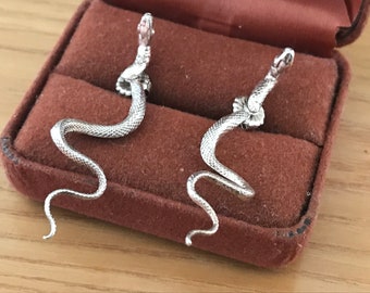 Vintage Y2K Mobile 925 Silver Serpent Illusion Earrings
