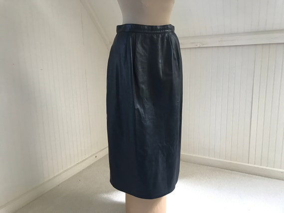 Vintage 1980s Front-Pleated Buttery Leather Midi … - image 1