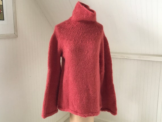 Very Chunky Vintage Hand Knit Coral Icelandic Woo… - image 1