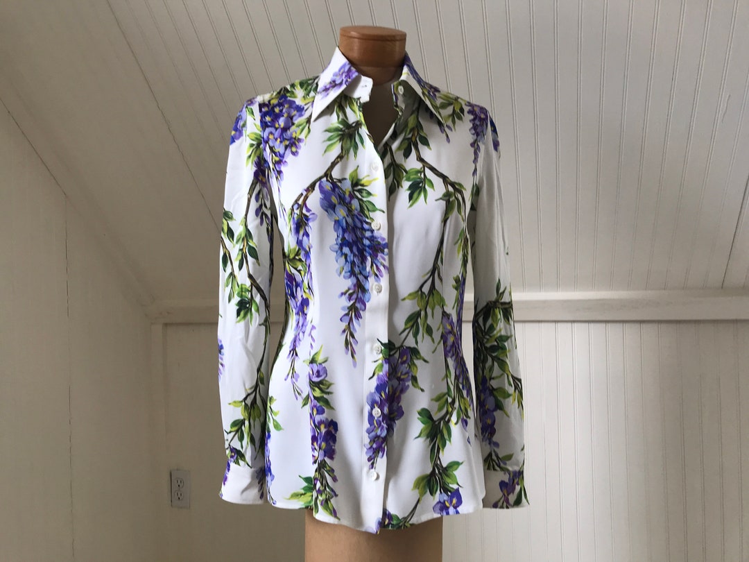 トップス 1990s D&G flower pattern shirt Fashion Print Shirt 90s Floral Statement Top Black Pattern