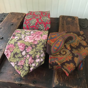 Set of 3 Vintage Liberty of London Ties, Floral and Paisley