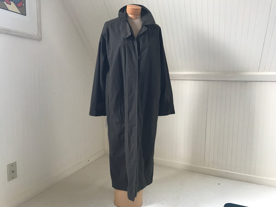 English Olive Green Waxed Cotton Trench Coat, M Etsy